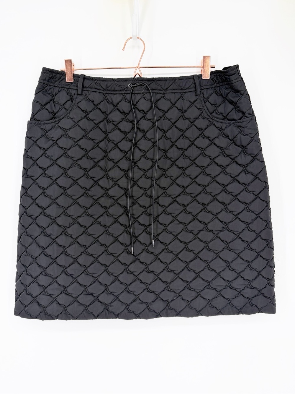 Lafayette 148 New York Black Puffer Quilted Skirt With Pockets Size 14